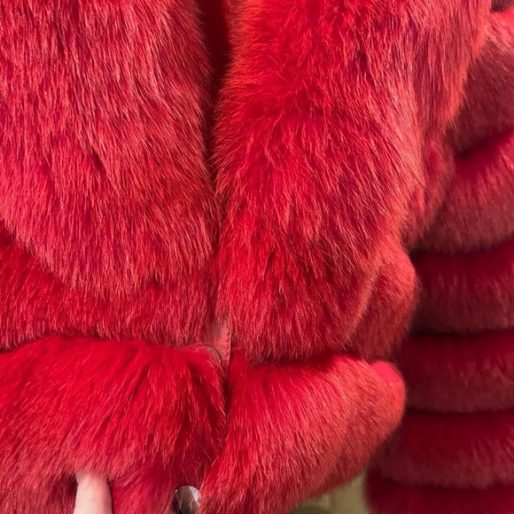 Women Fur Coat Thick Warm  Fur Jacket Red - Picture 4 of 5